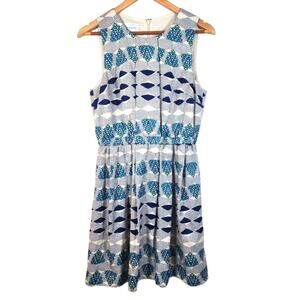 Donna Morgan Geometric Print Pleated Skirt Tank Dress Size 8
